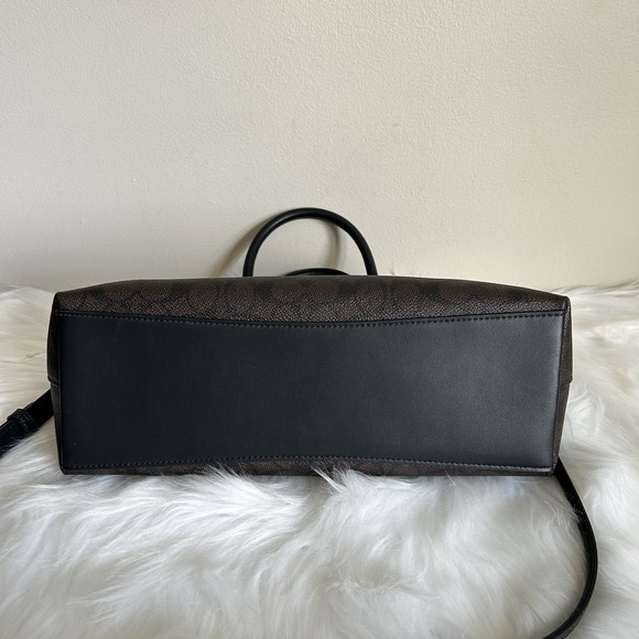 Coach Georgia Satchel Signature Canvas Walnut Black Handbag CH422 - Picture 4 of 8